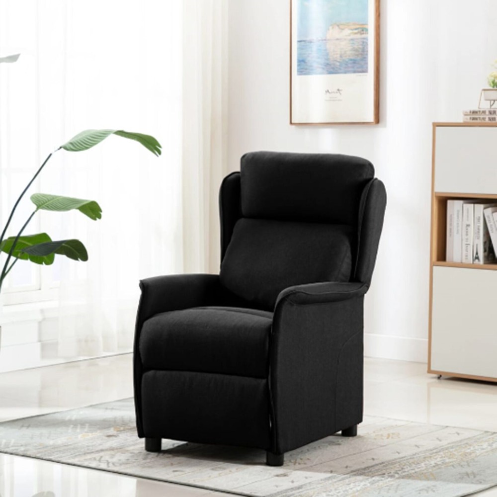 vidaXL Scaun recliner din fibră neagră