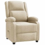 vidaXL Fotoliu rabatabil, crem, material textil