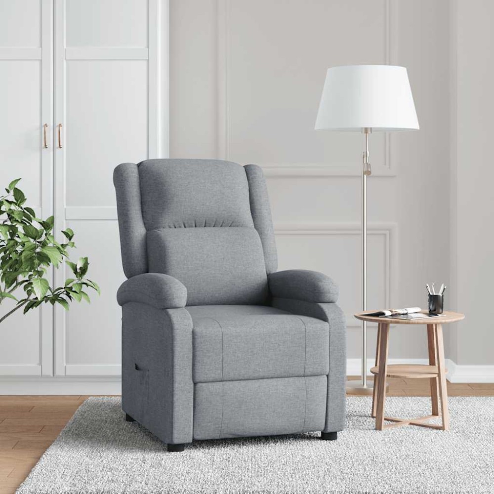 vidaXL Fotoliu rabatabil, gri deschis, material textil