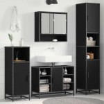 vidaXL Set de mobilier pentru baie Stejar Negru 35 x 37,5 x 188,5 cm