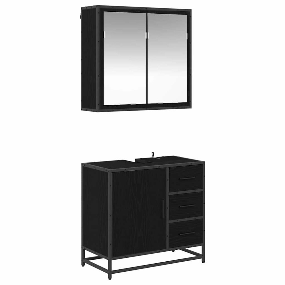 vidaXL Set de mobilier pentru baie 2 pcs Stejar negru Lemn compozit