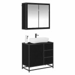 vidaXL Set de mobilier pentru baie 2 pcs Stejar negru Lemn compozit