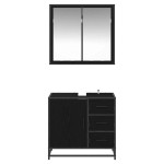 vidaXL Set de mobilier pentru baie 2 pcs Stejar negru Lemn compozit