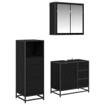 vidaXL Set de mobilier pentru baie 3 pcs Stejar Negru Lemn compozit