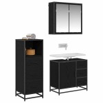vidaXL Set de mobilier pentru baie 3 pcs Stejar Negru Lemn compozit