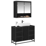 vidaXL Set de mobilier pentru baie 2 pcs Stejar Negru Lemn compozit