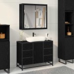 vidaXL Set de mobilier pentru baie 2 pcs Stejar Negru Lemn compozit
