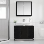 vidaXL Set de mobilier pentru baie 2 pcs Stejar Negru Lemn compozit