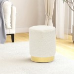 vidaXL Taburet rotund, alb, lână 28 x 36 cm