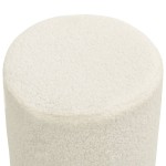 vidaXL Taburet rotund, alb, lână 28 x 36 cm