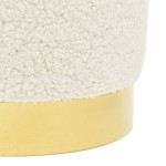 vidaXL Taburet rotund, alb, lână 28 x 36 cm
