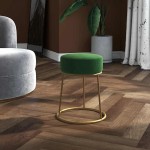 vidaXL Taburet rotund, verde, catifea vidaXL Taburet rotund, verde, catifea