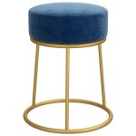 vidaXL Taburet rotund, albastru, catifea vidaXL Taburet rotund, albastru, catifea