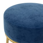 vidaXL Taburet rotund, albastru, catifea vidaXL Taburet rotund, albastru, catifea