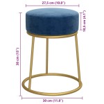vidaXL Taburet rotund, albastru, catifea vidaXL Taburet rotund, albastru, catifea