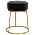 vidaXL Taburet rotund, negru, catifea