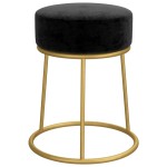vidaXL Taburet rotund, negru, catifea