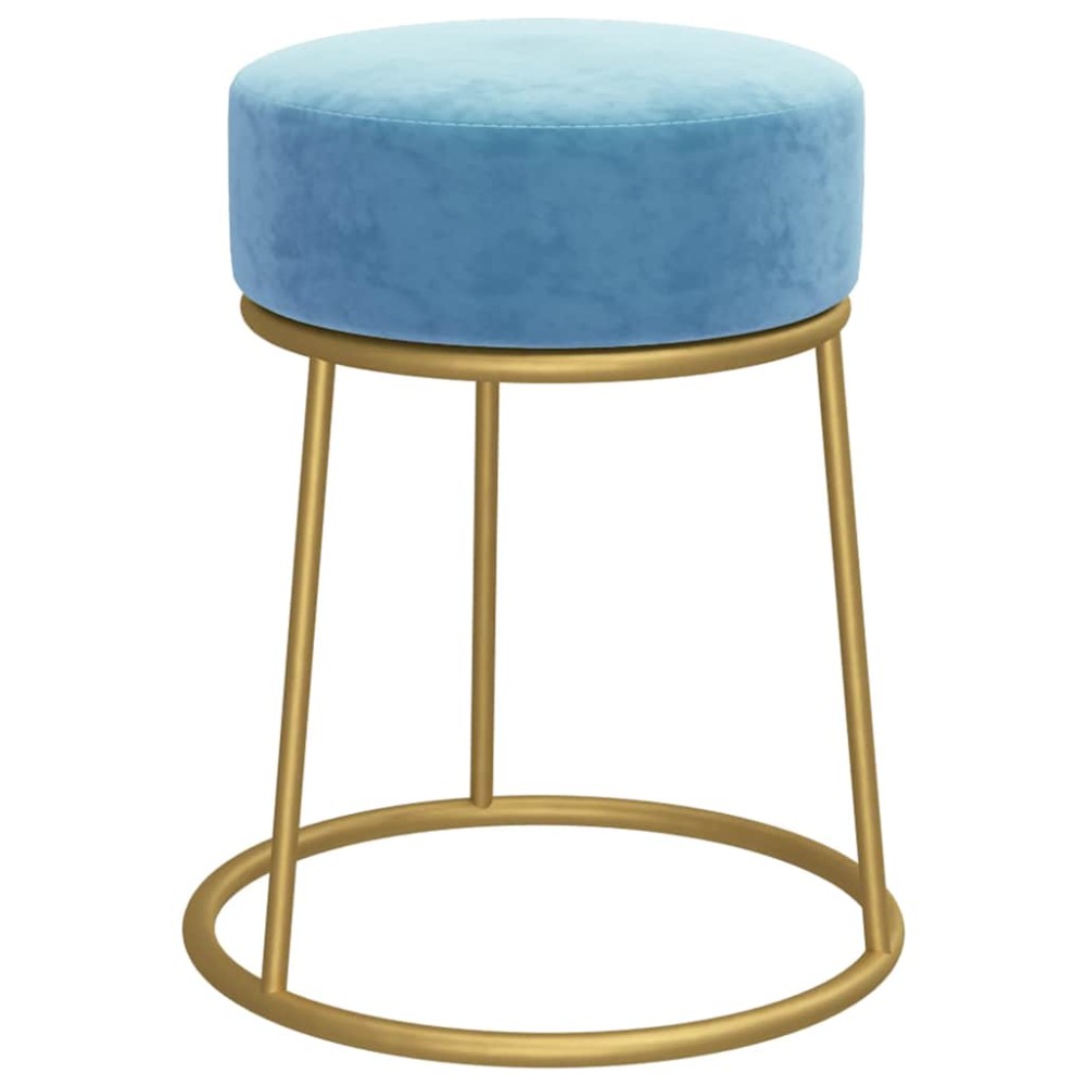 vidaXL Taburet rotund, albastru deschis, catifea