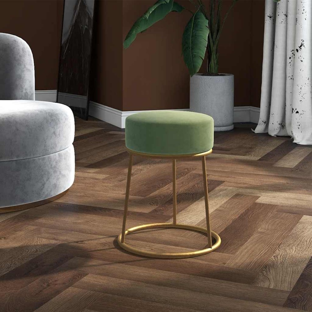 vidaXL Taburet rotund, verde muştar, catifea