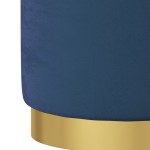 vidaXL Taburet depozitare rotund, albastru, catifea 31 x 37 cm