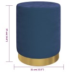 vidaXL Taburet depozitare rotund, albastru, catifea 31 x 37 cm