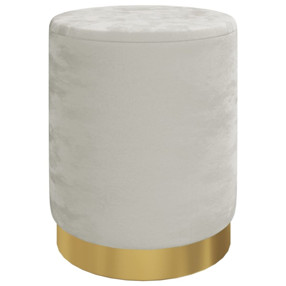 vidaXL Taburet depozitare rotund, gri deschis, catifea 31 x 37 cm