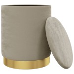 vidaXL Taburet depozitare rotund, gri închis, catifea 31 x 37 cm