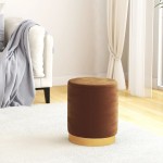 vidaXL Taburet depozitare rotund, maro, catifea 31 x 37 cm vidaXL Taburet depozitare rotund, maro, catifea 31 x 37 cm
