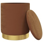 vidaXL Taburet depozitare rotund, maro, catifea 31 x 37 cm vidaXL Taburet depozitare rotund, maro, catifea 31 x 37 cm