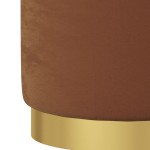 vidaXL Taburet depozitare rotund, maro, catifea 31 x 37 cm vidaXL Taburet depozitare rotund, maro, catifea 31 x 37 cm