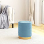 vidaXL Taburet depozitare rotund, albastru deschis, catifea 31 x 37 cm vidaXL Taburet depozitare rotund, albastru deschis, catifea 31 x 37 cm