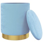 vidaXL Taburet depozitare rotund, albastru deschis, catifea 31 x 37 cm vidaXL Taburet depozitare rotund, albastru deschis, catifea 31 x 37 cm