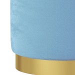 vidaXL Taburet depozitare rotund, albastru deschis, catifea 31 x 37 cm vidaXL Taburet depozitare rotund, albastru deschis, catifea 31 x 37 cm