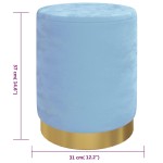 vidaXL Taburet depozitare rotund, albastru deschis, catifea 31 x 37 cm vidaXL Taburet depozitare rotund, albastru deschis, catifea 31 x 37 cm