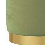 vidaXL Taburet depozitare rotund, verde muştar, catifea 31 x 37 cm