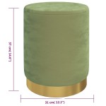 vidaXL Taburet depozitare rotund, verde muştar, catifea 31 x 37 cm