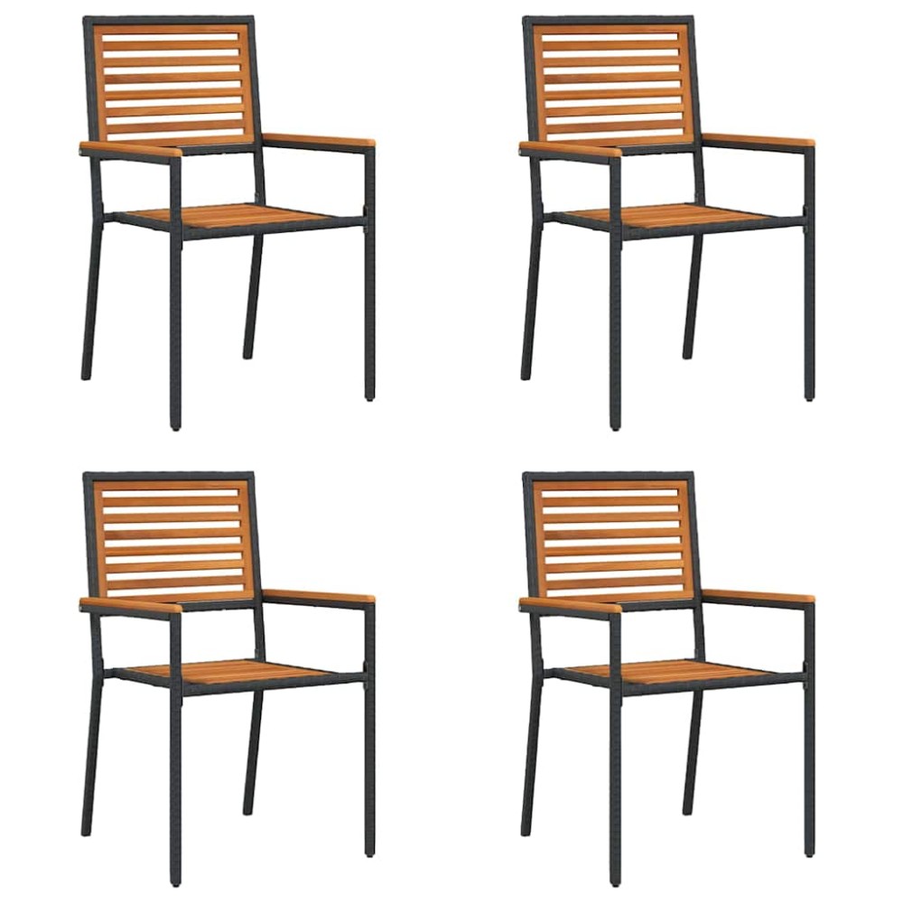vidaXL Scaune de grădină stivuibile 4 pcs Maro și negru