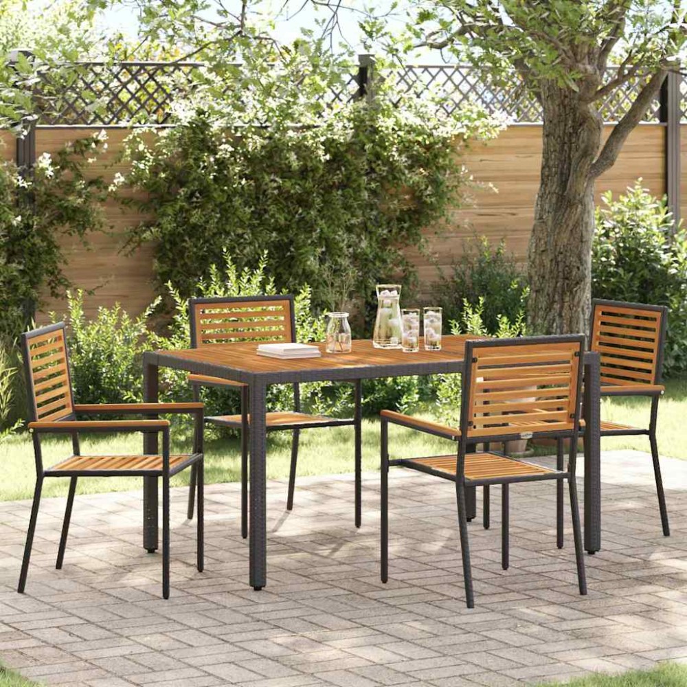 vidaXL Scaune de grădină stivuibile 4 pcs Maro și negru