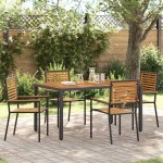 vidaXL Scaune de grădină stivuibile 4 pcs Maro și negru