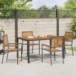 vidaXL Scaune de grădină stivuibile 4 pcs Maro și negru