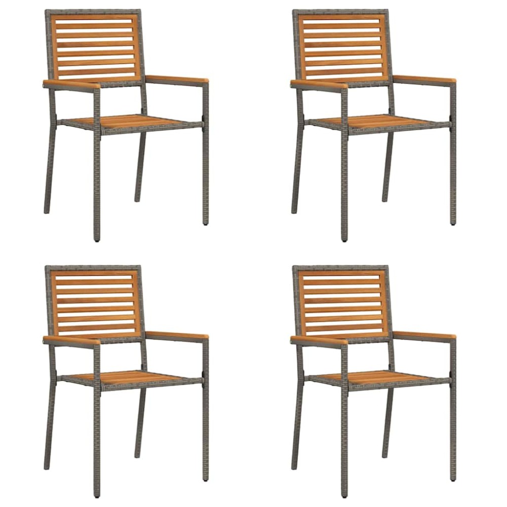 vidaXL Scaune de grădină stivuibile 4 pcs Maro și gri