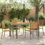 vidaXL Scaune de grădină stivuibile 4 pcs Maro și gri