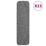 vidaXL Covorașe de scări, 15 buc., gri, 75x20 cm, dreptunghiular vidaXL Covorașe de scări, 15 buc., gri, 75x20 cm, dreptunghiular