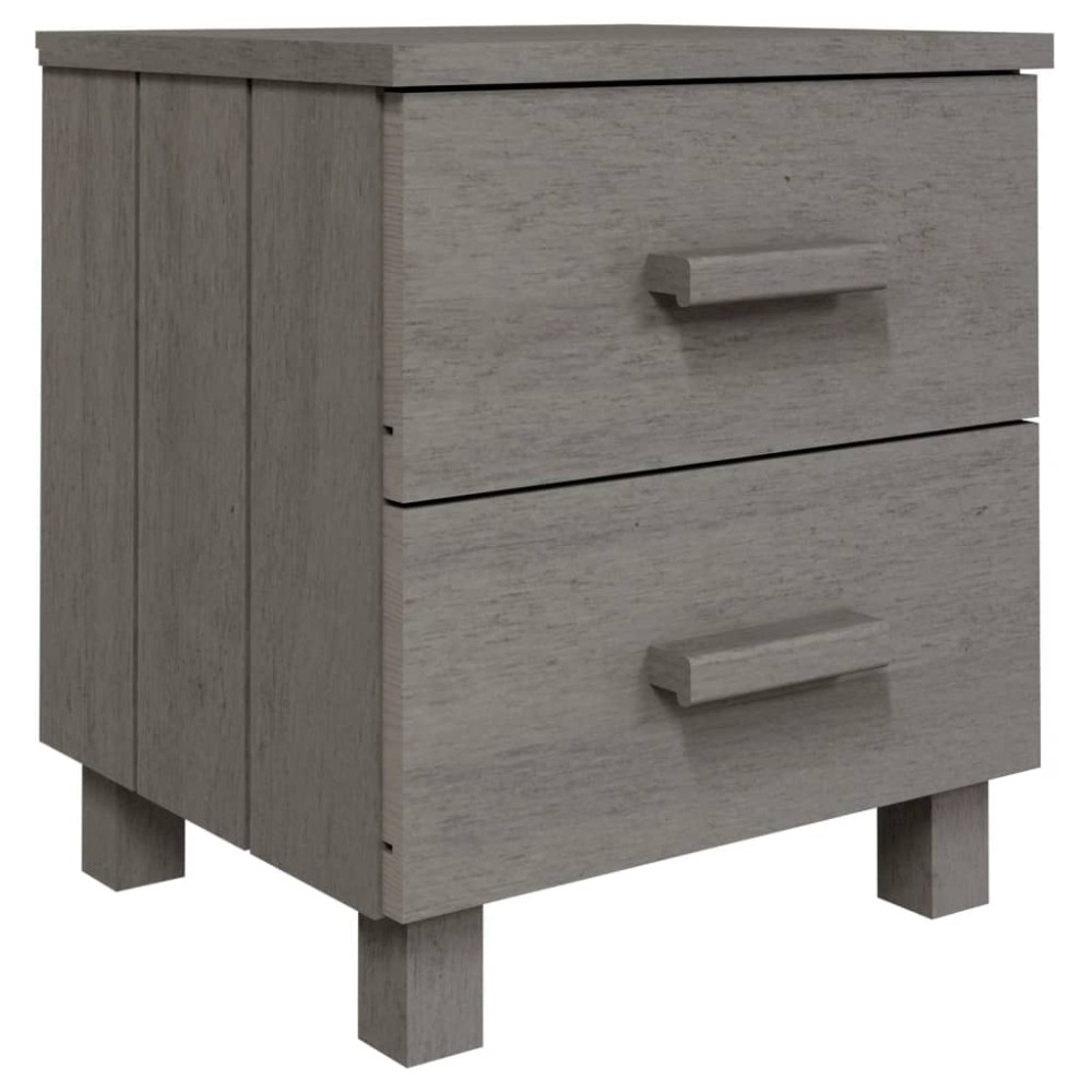 vidaXL Noptiera "HAMAR", gri deschis, 40x35x44,5 cm, lemn masiv de pin