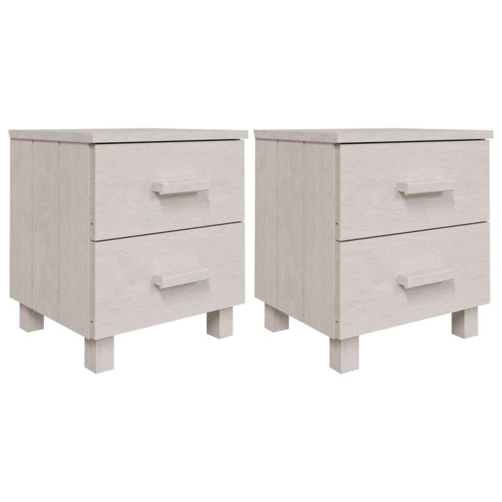 vidaXL Noptiere HAMAR, 2 buc, alb, 40x35x44,5 cm, lemn masiv de pin