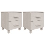 vidaXL Noptiere HAMAR, 2 buc, alb, 40x35x44,5 cm, lemn masiv de pin