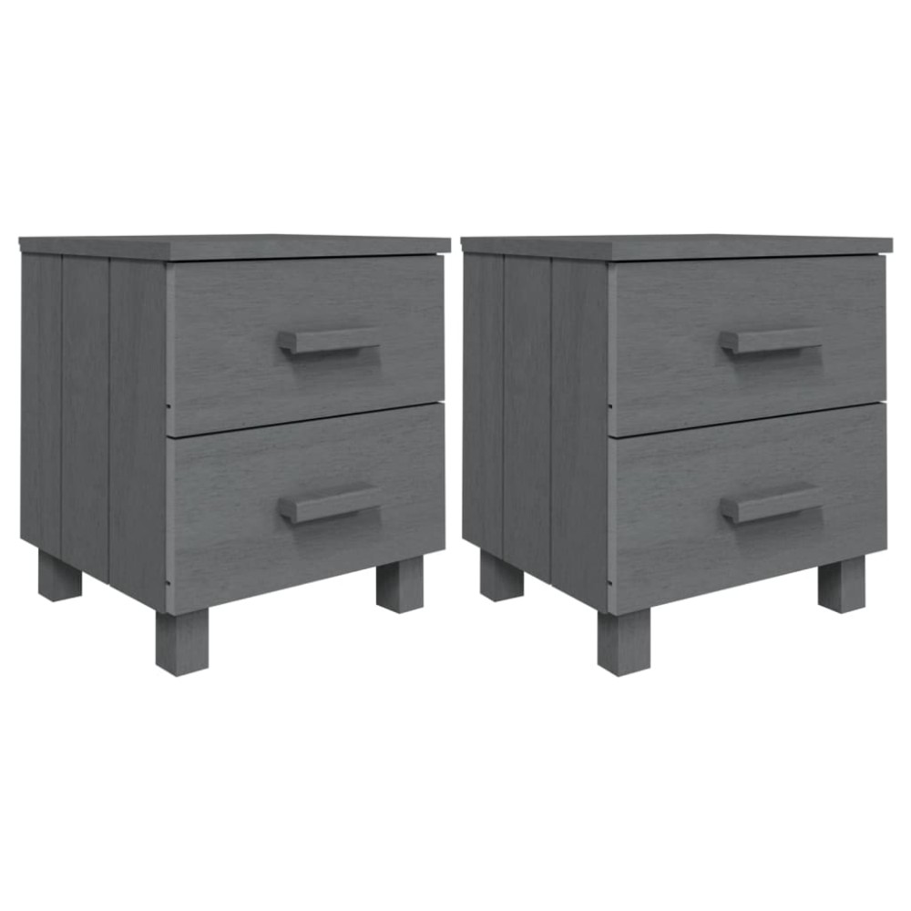 vidaXL Noptiere HAMAR, 2 buc, gri închis, 40x35x44,5 cm, lemn masiv