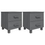 vidaXL Noptiere HAMAR, 2 buc, gri închis, 40x35x44,5 cm, lemn masiv