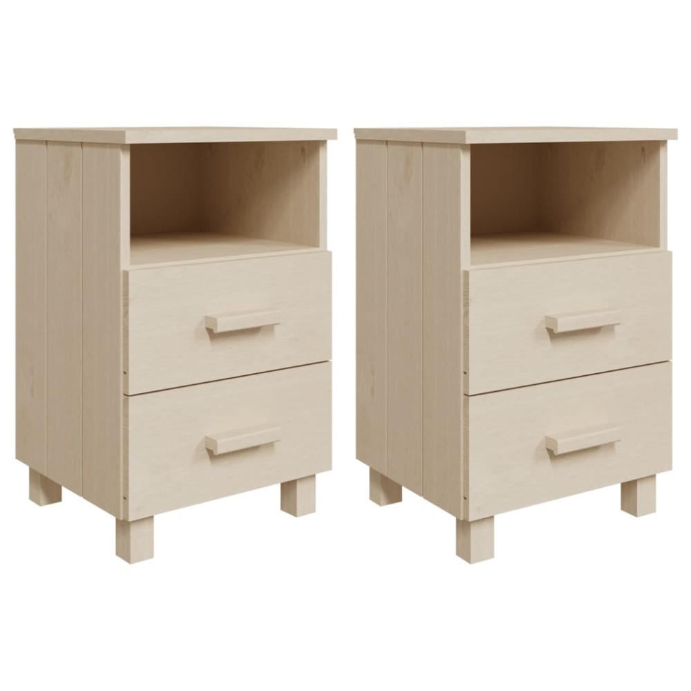 vidaXL Noptiere HAMAR, 2 buc, maro miere, 40x35x62 cm, lemn masiv