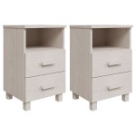 vidaXL Noptiere HAMAR, 2 buc, alb, 40x35x62 cm, lemn masiv de pin